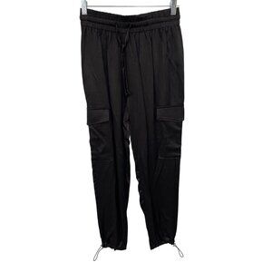 Crescent Jogger Pants Size Small Pull On Utility Satin Elastic Waist Black NEW